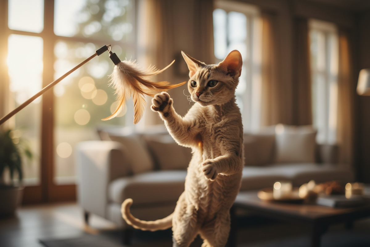 Devon Rex Cat Playing