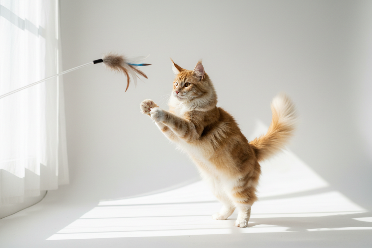 Maine Coon with feather toy